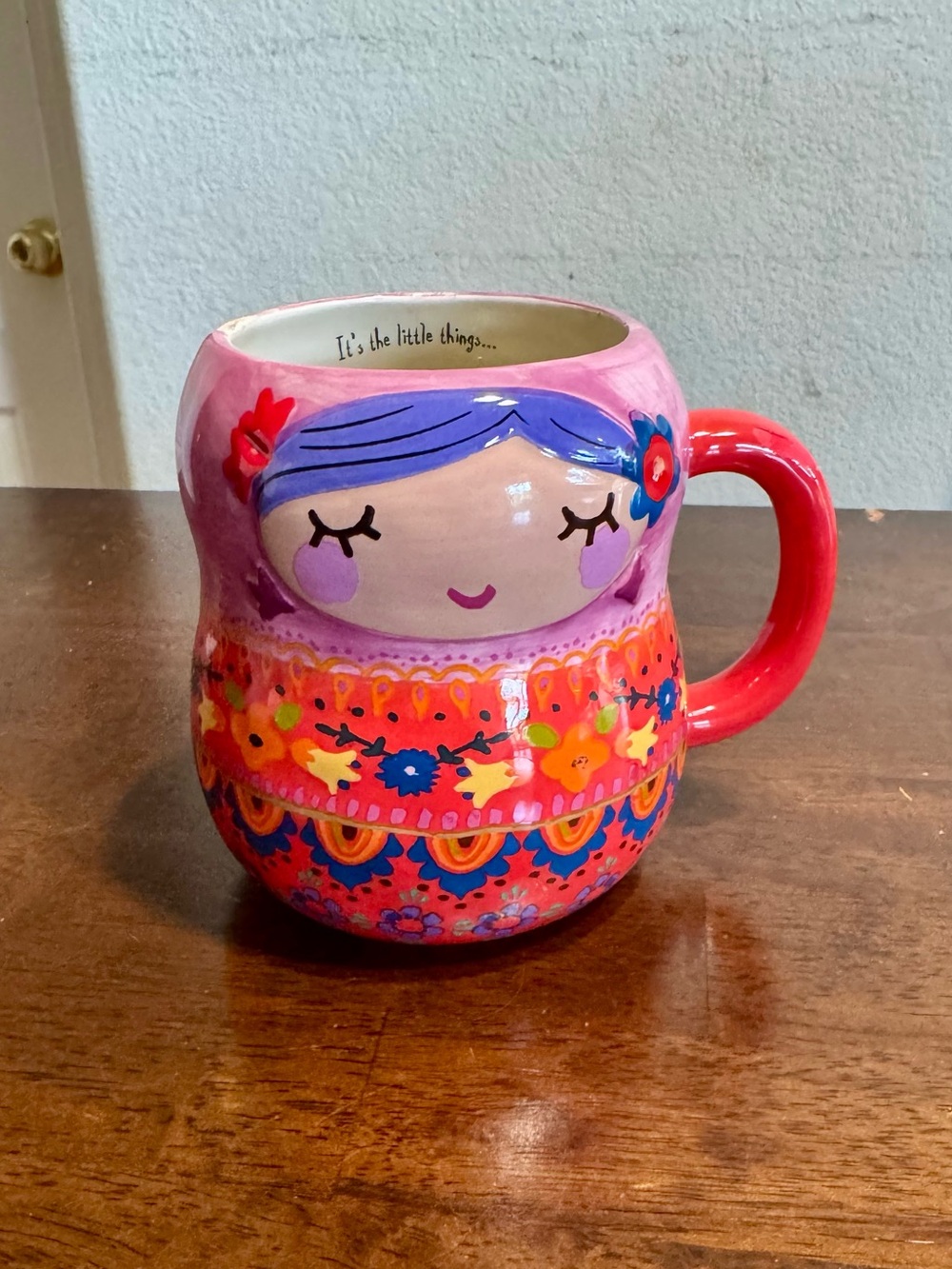 NATURAL LIFE Red/Pink/Purple Ceramic Mug with little girl design